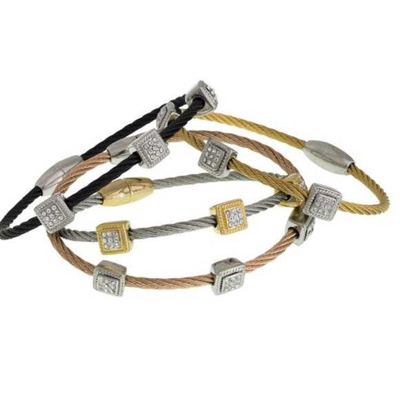 Jewelry - Square Pavé Station Twisted Cable Bracelet, NWT Jewelry - Square Pavé Station Twisted Cable Bracelet, NWT